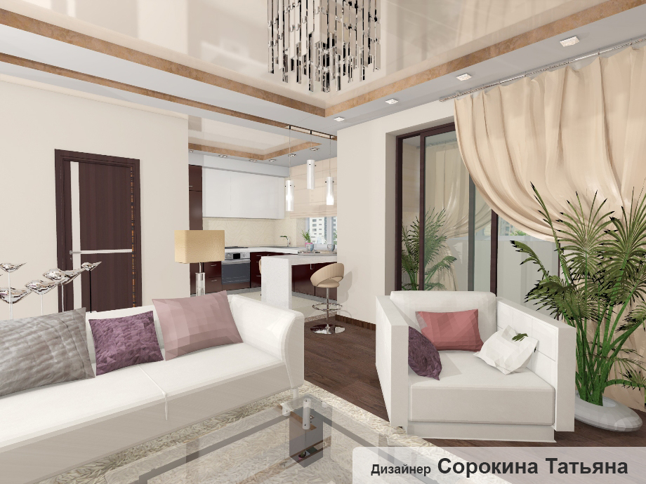 3D визуализация красивой квартиры, расположенной в жилом массиве Акварели